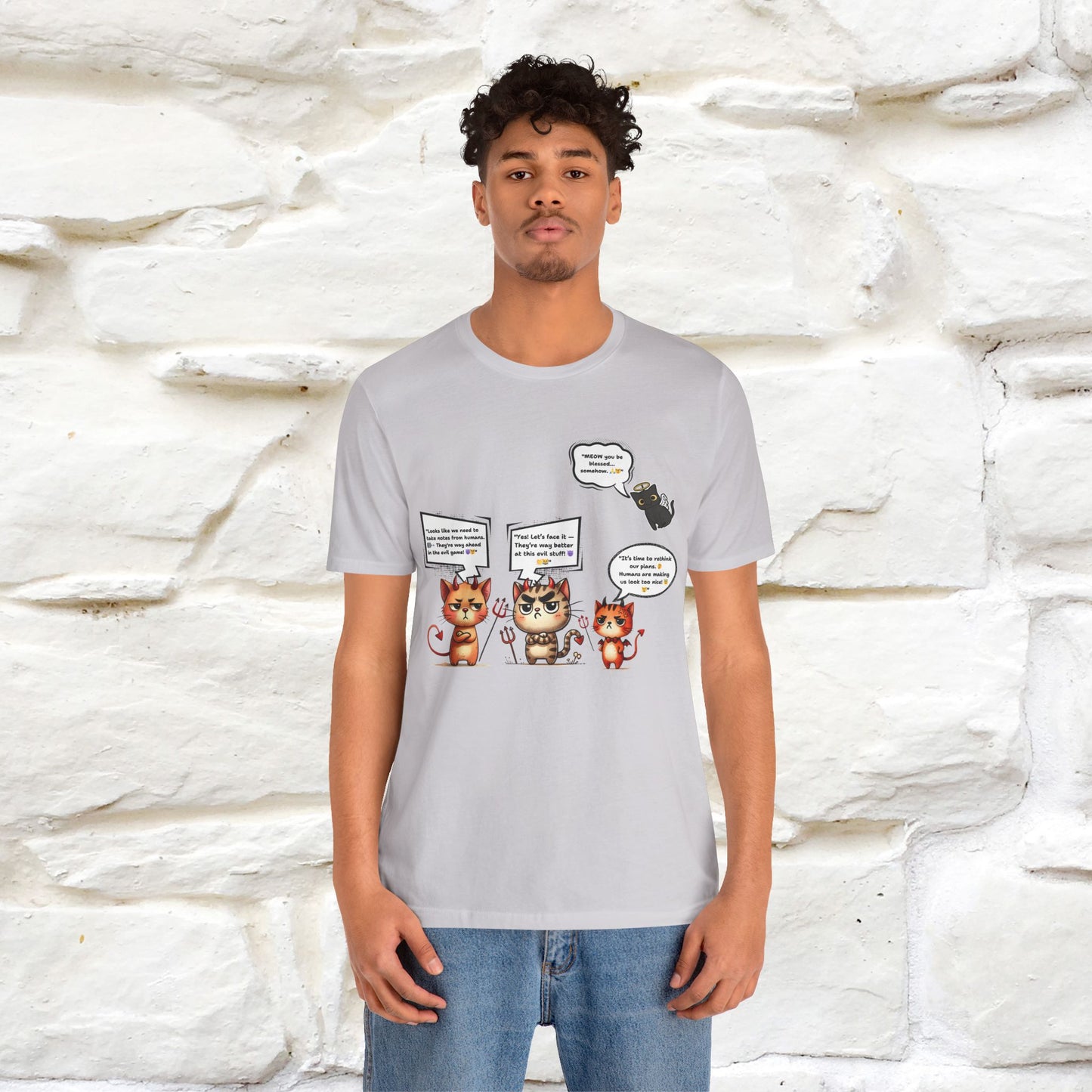 "Humans Are Way Ahead In The Evil Game! 😈😼" Cat  T-shirt |Nunu&Miao Studio