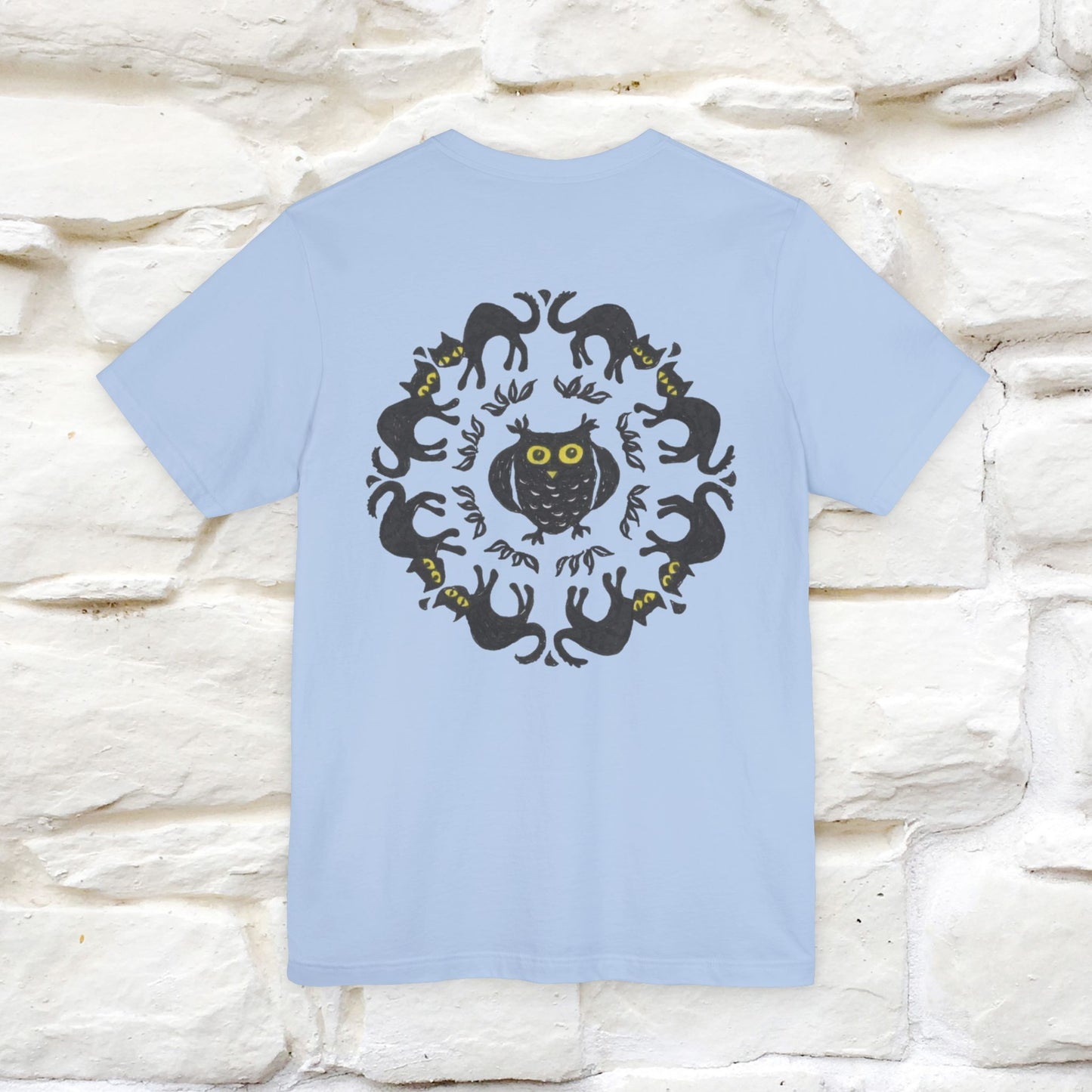 ''Black Cat Circle'' Cat T-Shirt Front and Back Design | Nunu&Miao Studio