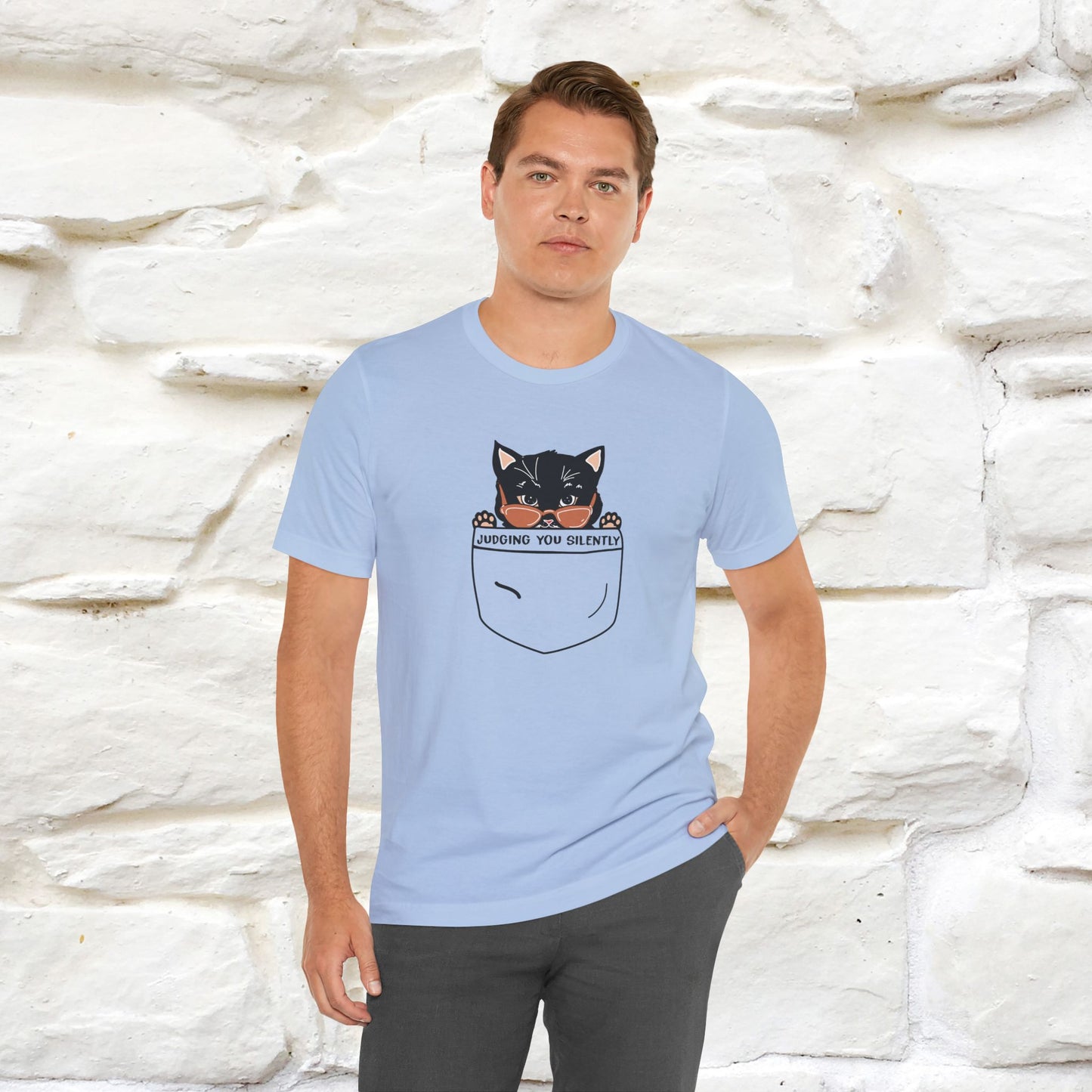 ''Judging You Silently'' | Cat T-Shirt for Men | Nunu&Miao Studio