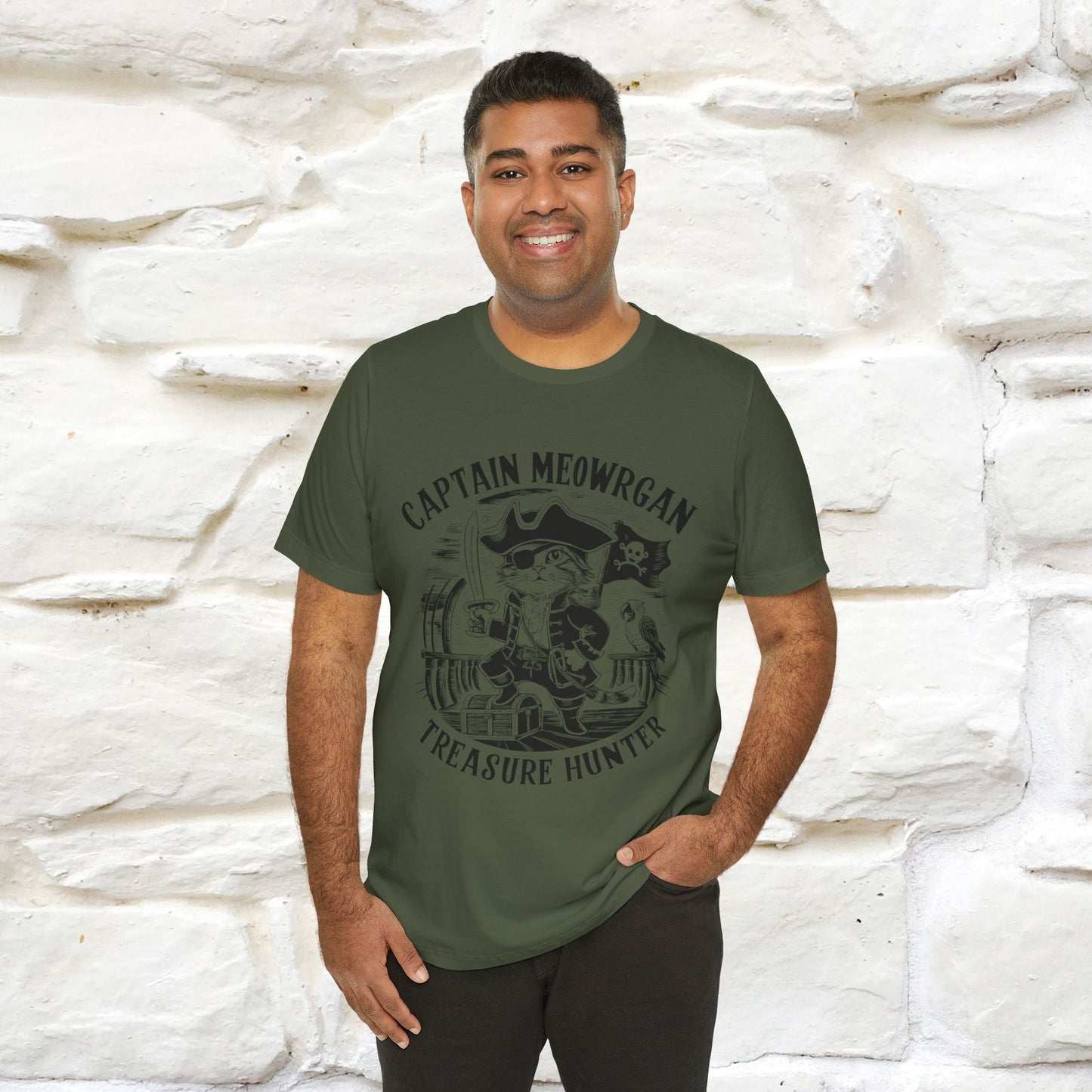 Captain Meowrgan Treasure Hunter T-Shirt | Adventure Cat Tee for Men & Women | 100% Cotton*