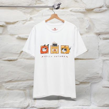 "Hello Autumn" Cat T-Shirt for Men & Women | 100% Cotton* | Seasonal Feline Fashion