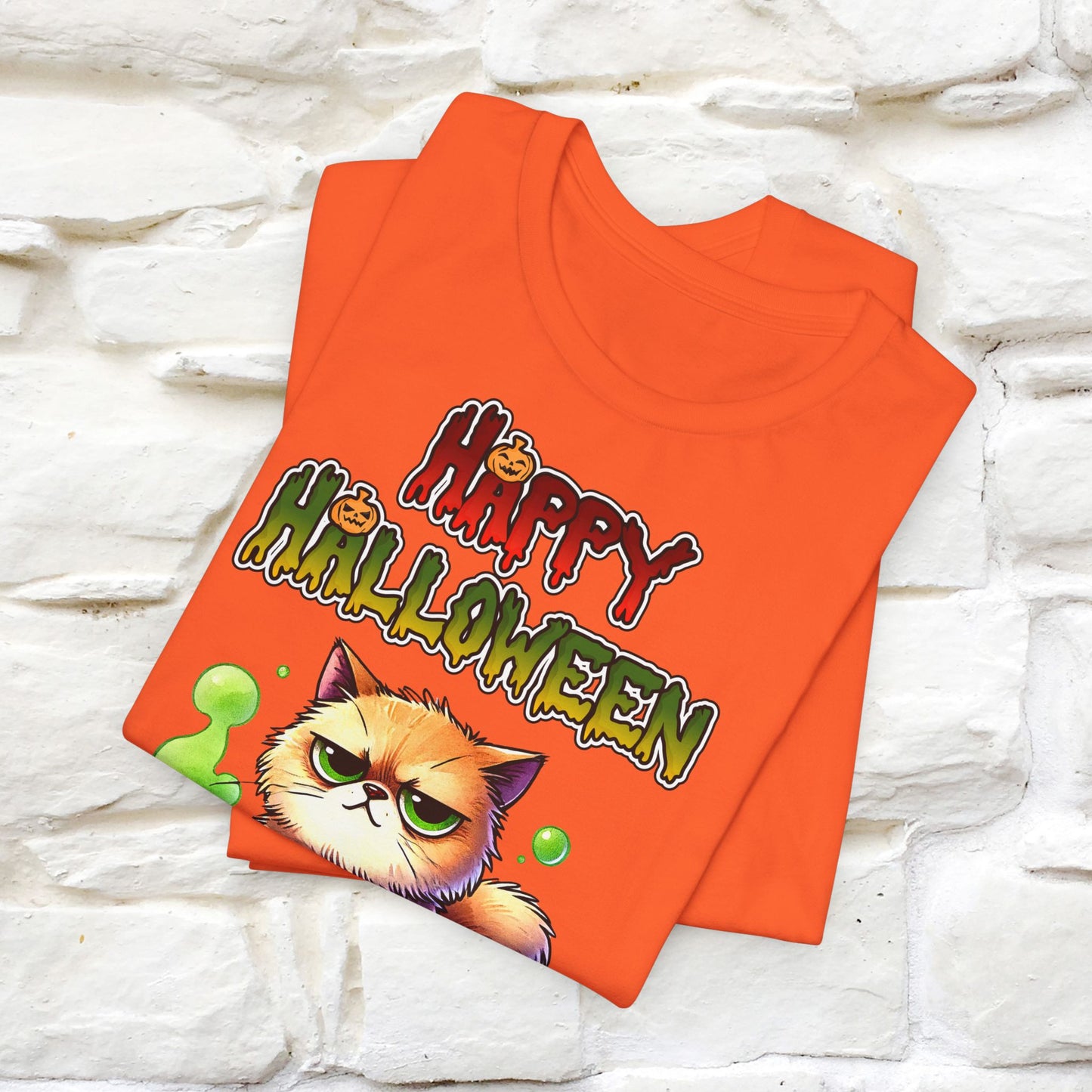 ''Angry Cat Happy Halloween'' Unisex T-shirt  100% Cotton*