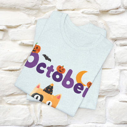 ''October Halloween'' Cat Unisex T-shirt 100% Cotton*