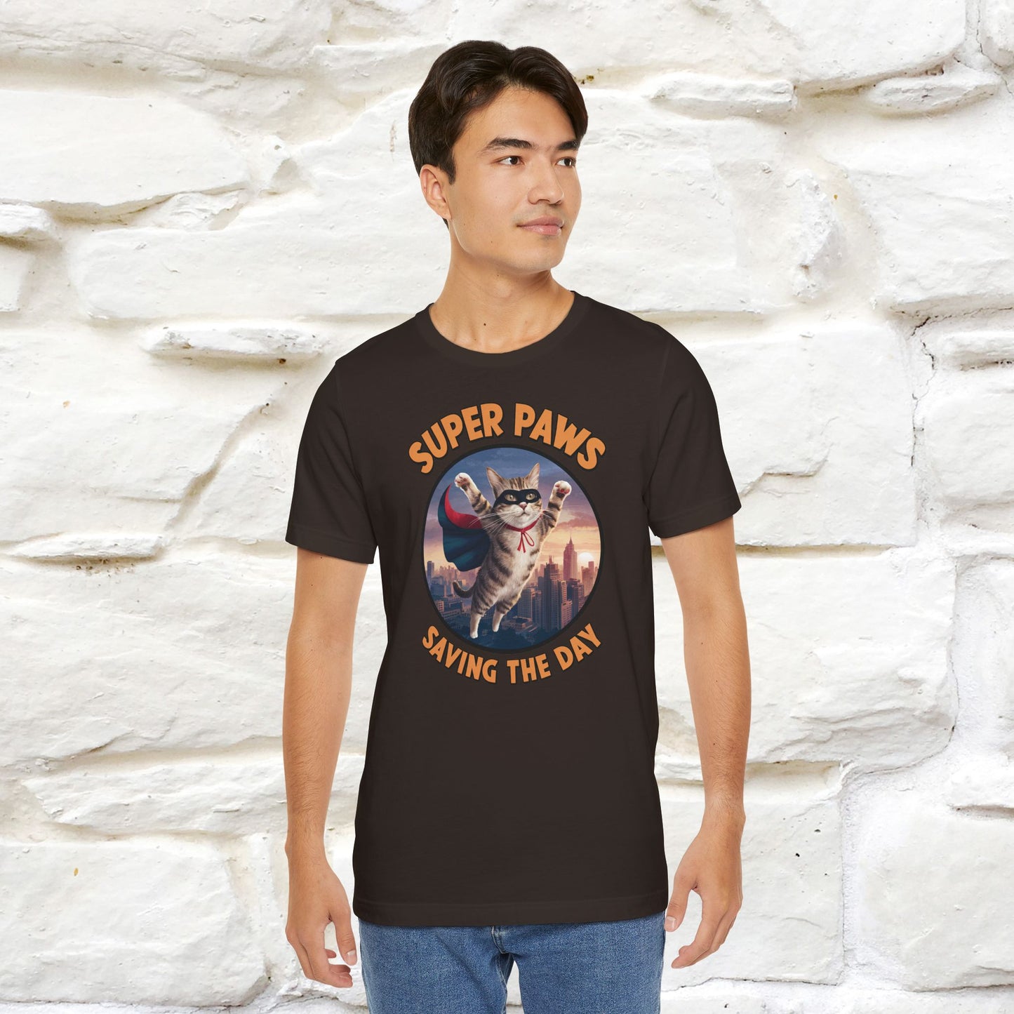 "Super Paws Saving The Day" Cat T-Shirt for Men & Women | 100% Cotton*