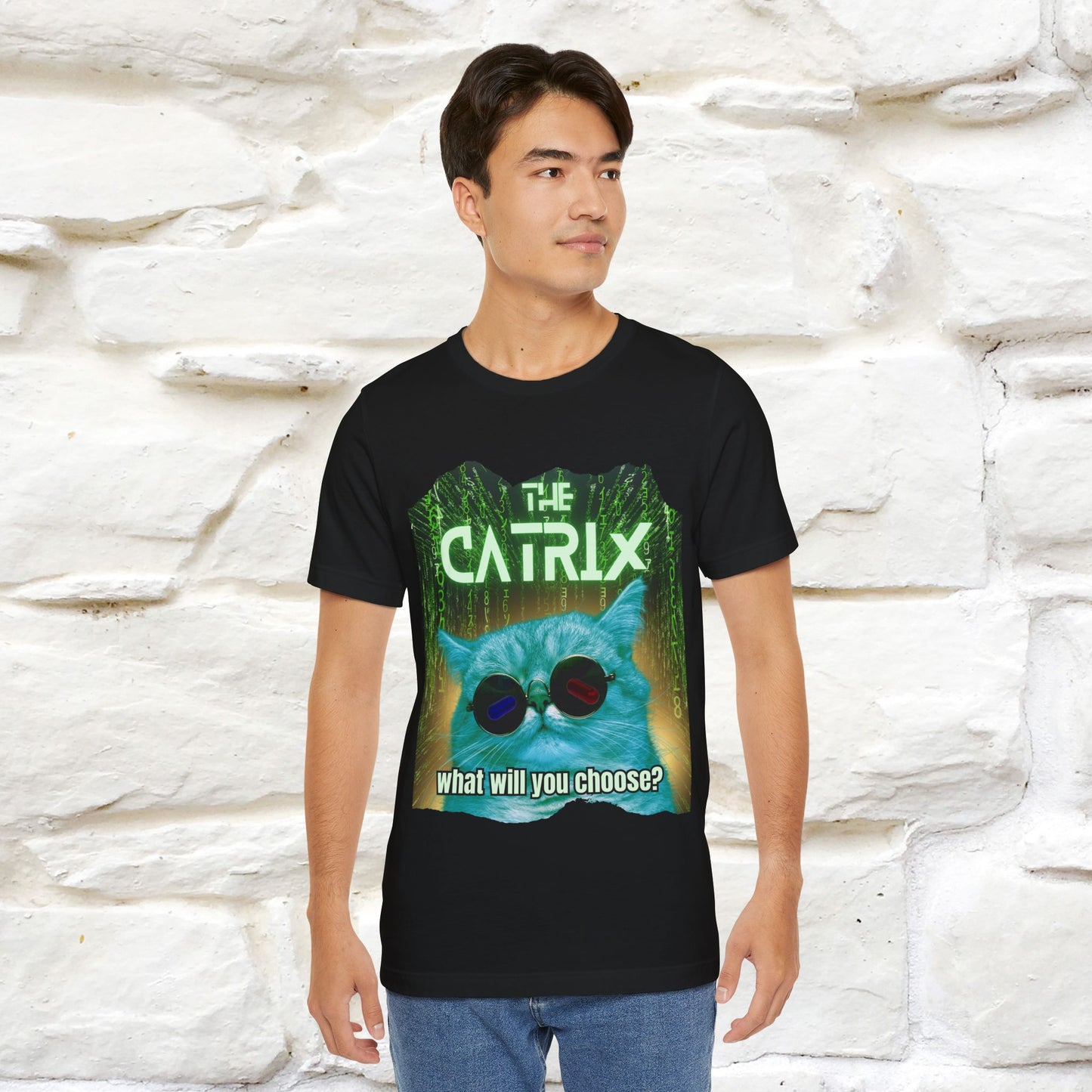 The Catrix: What Will You Choose? Cat T-Shirt for Men & Women | 100% Cotton* Matrix-Inspired Tee