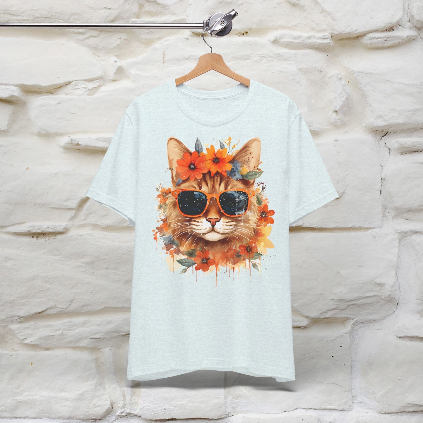 "Cool Cat in Bloom" T-shirt for Women 100% Cotton* - Nunu&Miao Studio