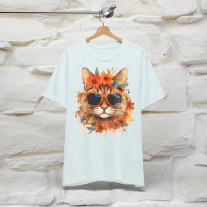 "Cool Cat in Bloom" T-shirt for Women 100% Cotton* - Nunu&Miao Studio