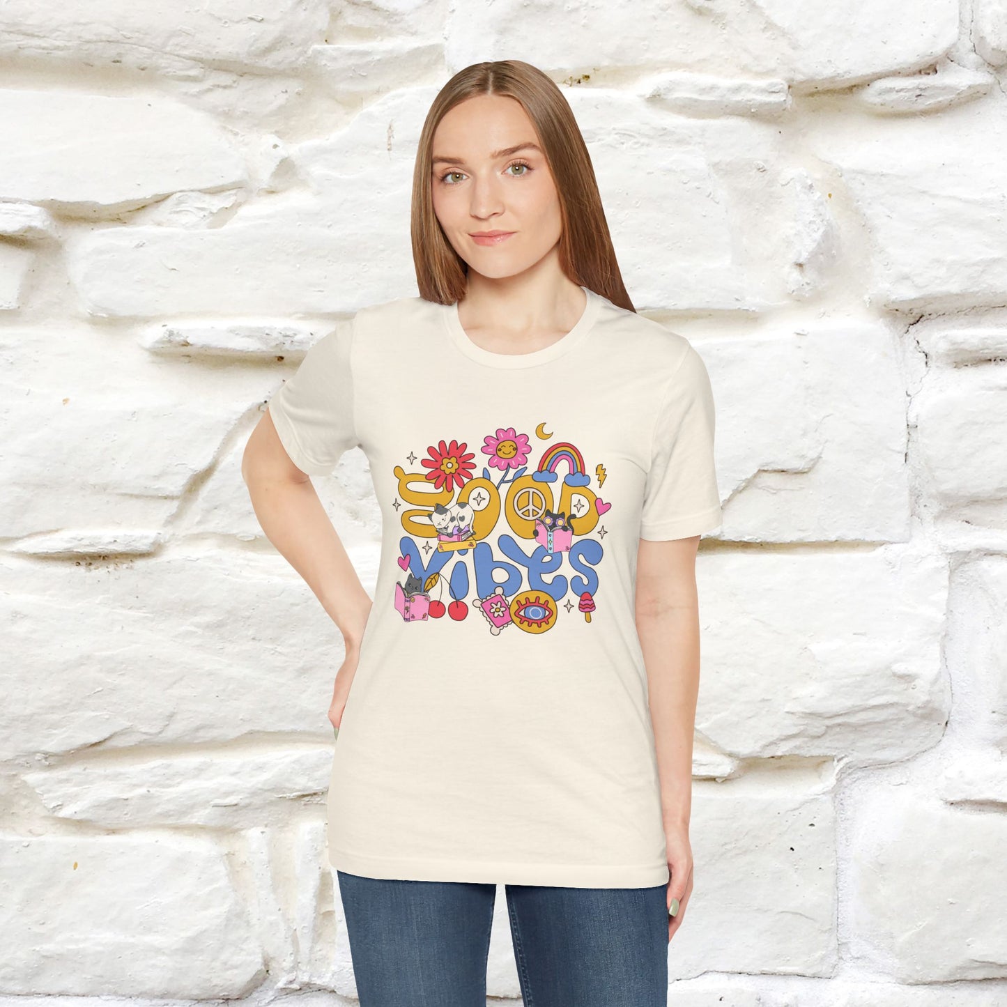 ''Good Vibes'  Cat T-shirt for Women 100% Cotton*