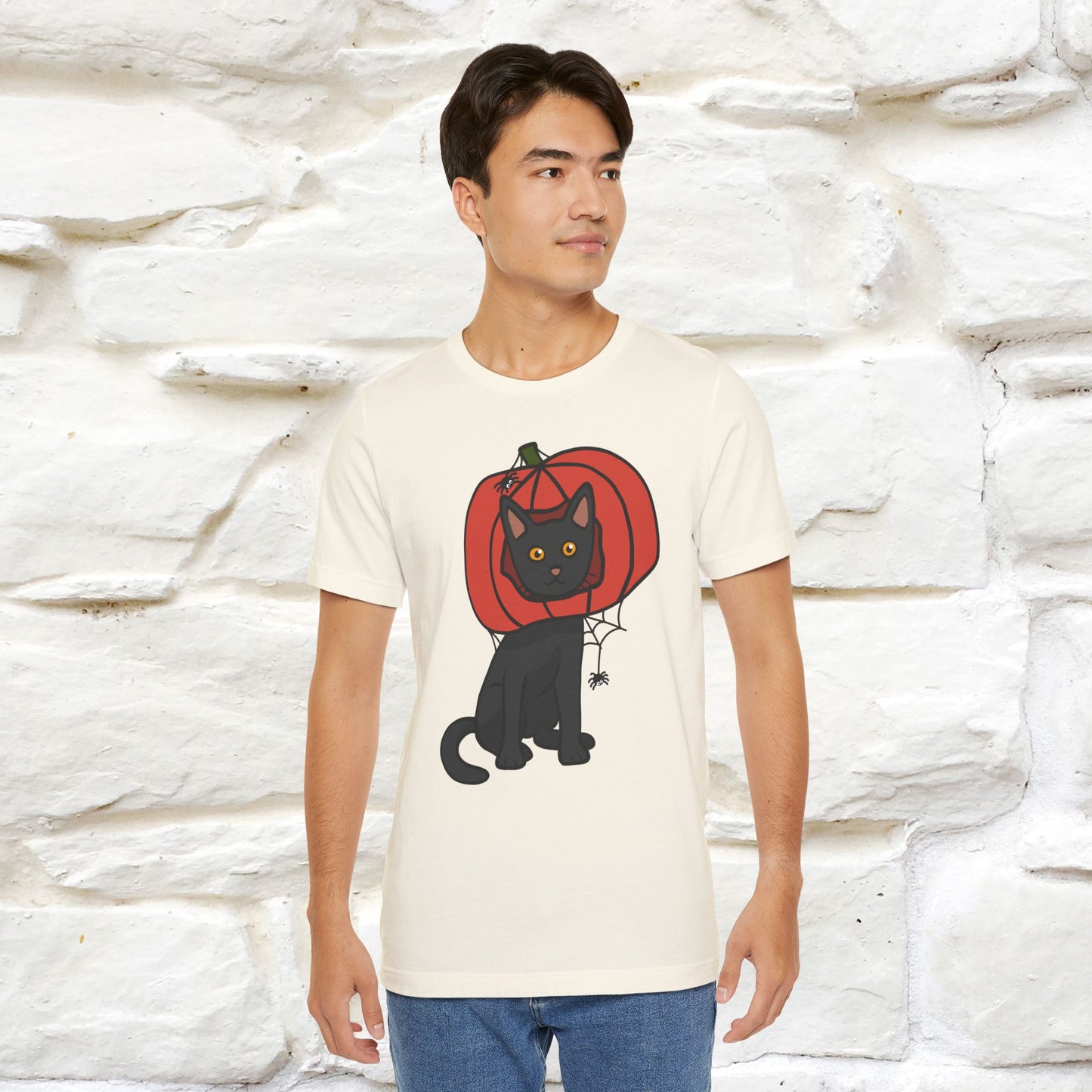 ''Black Cat And The Pumkin'' Unisex T-shirt 100% Cotton*