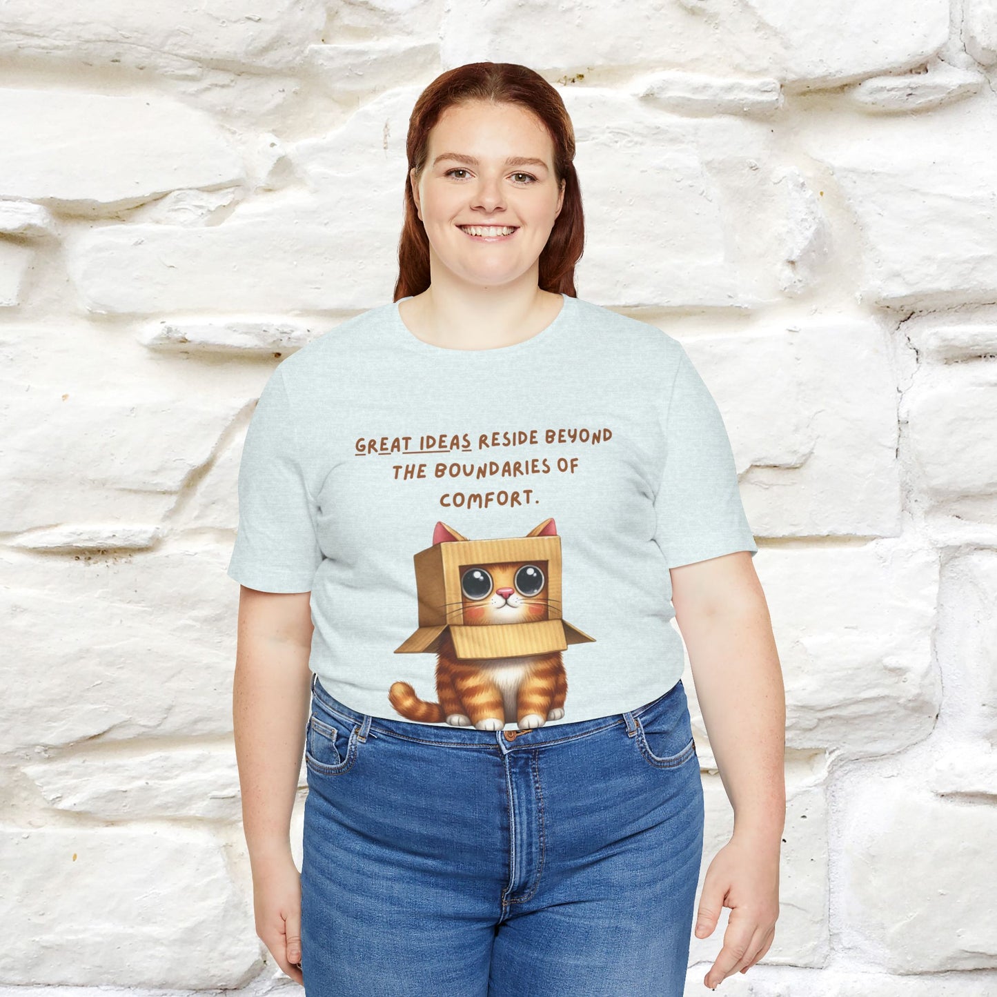 "Great Ideas Reside Beyond Boundaries of Comfort" Cat T-shirt for Men and women  | 100% Cotton*