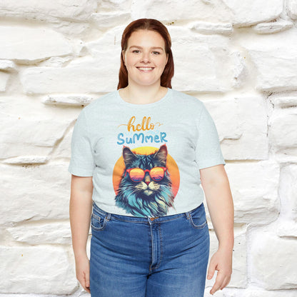 ''Hello Summer'' Cat T-shirt for Women 100% Cotton* - Nunu&Miao Studio