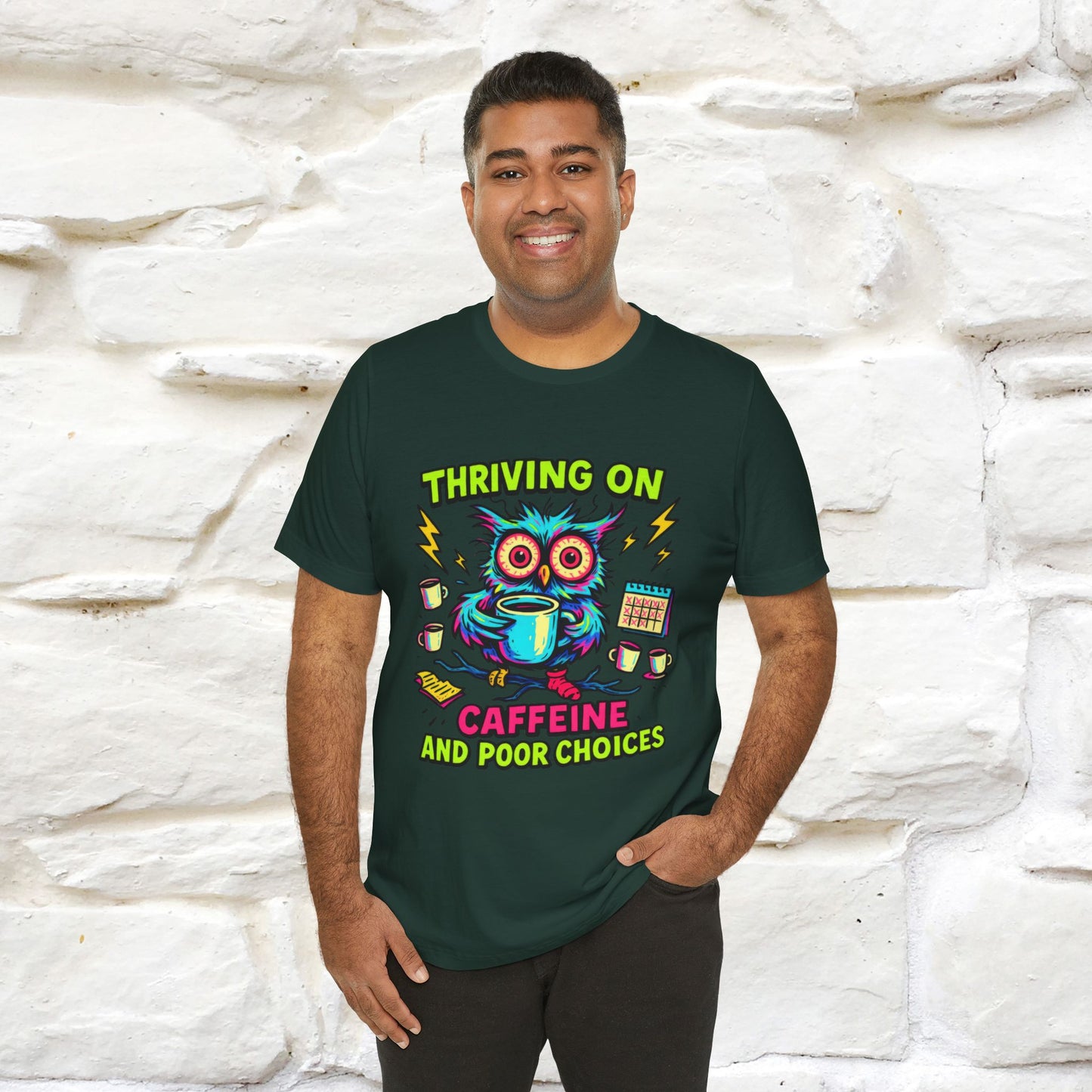 ''Thriving On Caffeine And Poor Choices''|  Sarcastic Cat T-Shirt | Nunu&Miao Studio