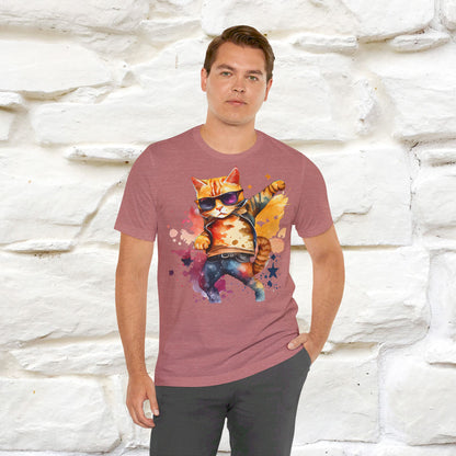 ''Cool Rainbow Cat'' T-shirt for Man 100% Cotton. - Nunu&Miao Studio