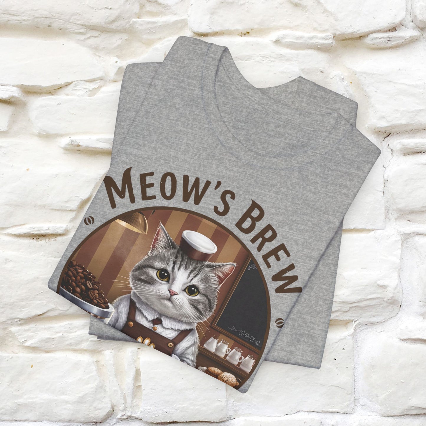 Meow's Brew, Perfectly Brewed Cat T-Shirt for Men & Women | 100% Cotton* Coffee Lover Tee