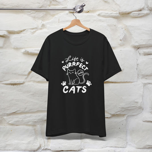 "Life Is Purrfect With Cats" Cat T-Shirt for Men & Women | 100% Cotton* | Funny Tee 🐾