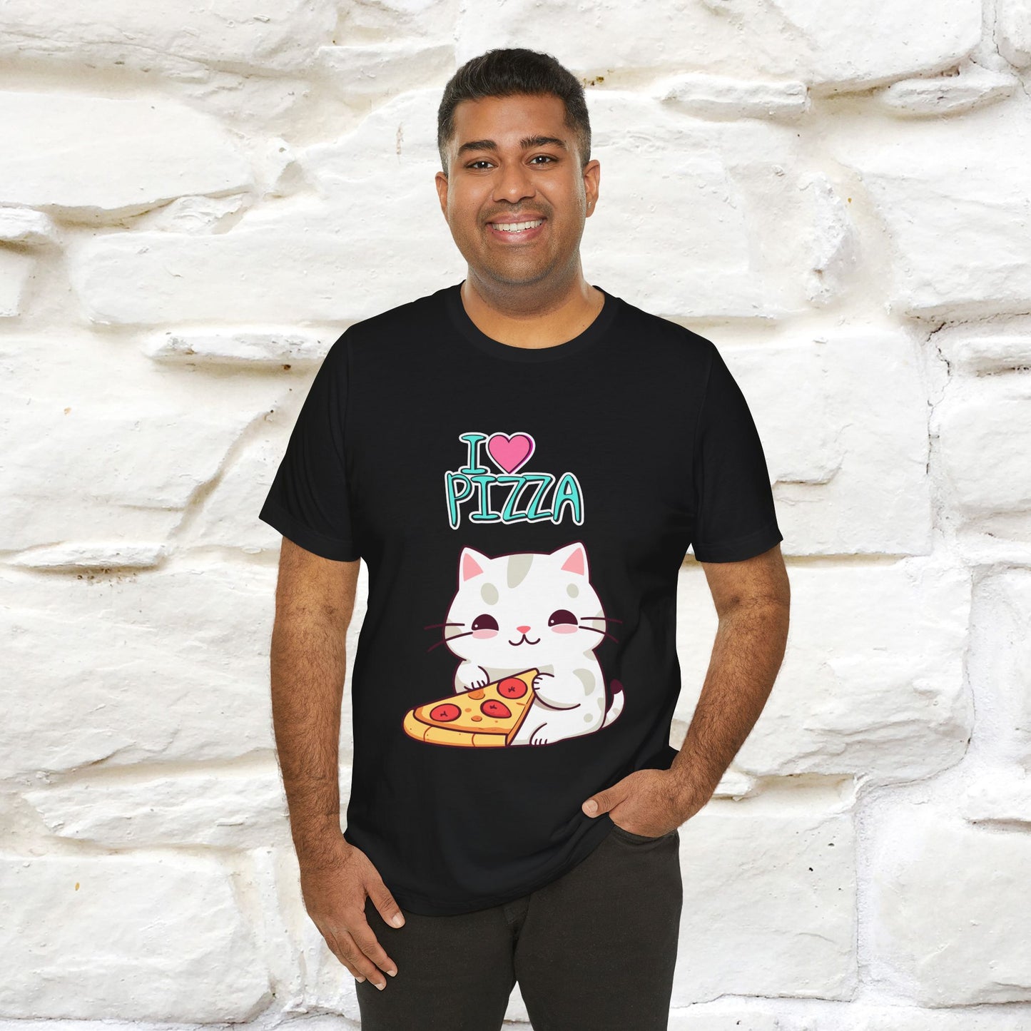 "I Love Pizza" Cat T-shirt for Men & Women | 100% Cotton*