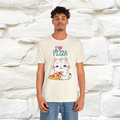 "I Love Pizza" Cat T-shirt for Men & Women | 100% Cotton*