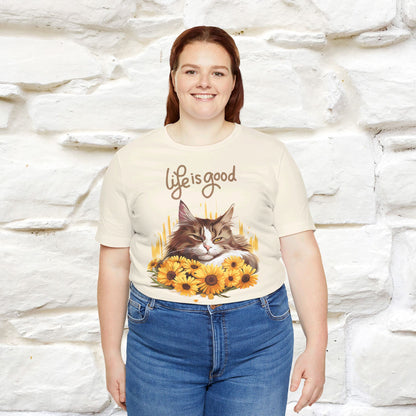 ''Life Is Good'' Cat T-shirt for Women 100% Cotton* - Nunu&Miao Studio