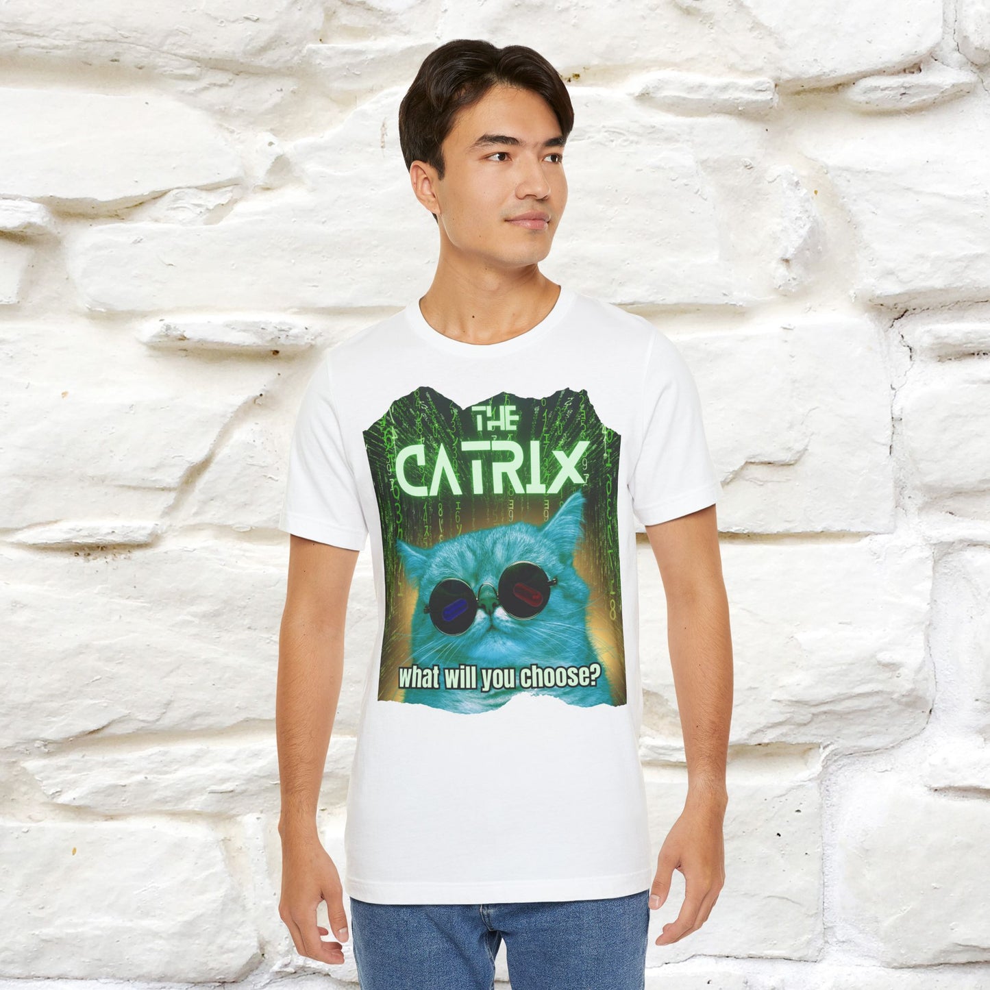 The Catrix: What Will You Choose? Cat T-Shirt for Men & Women | 100% Cotton* Matrix-Inspired Tee