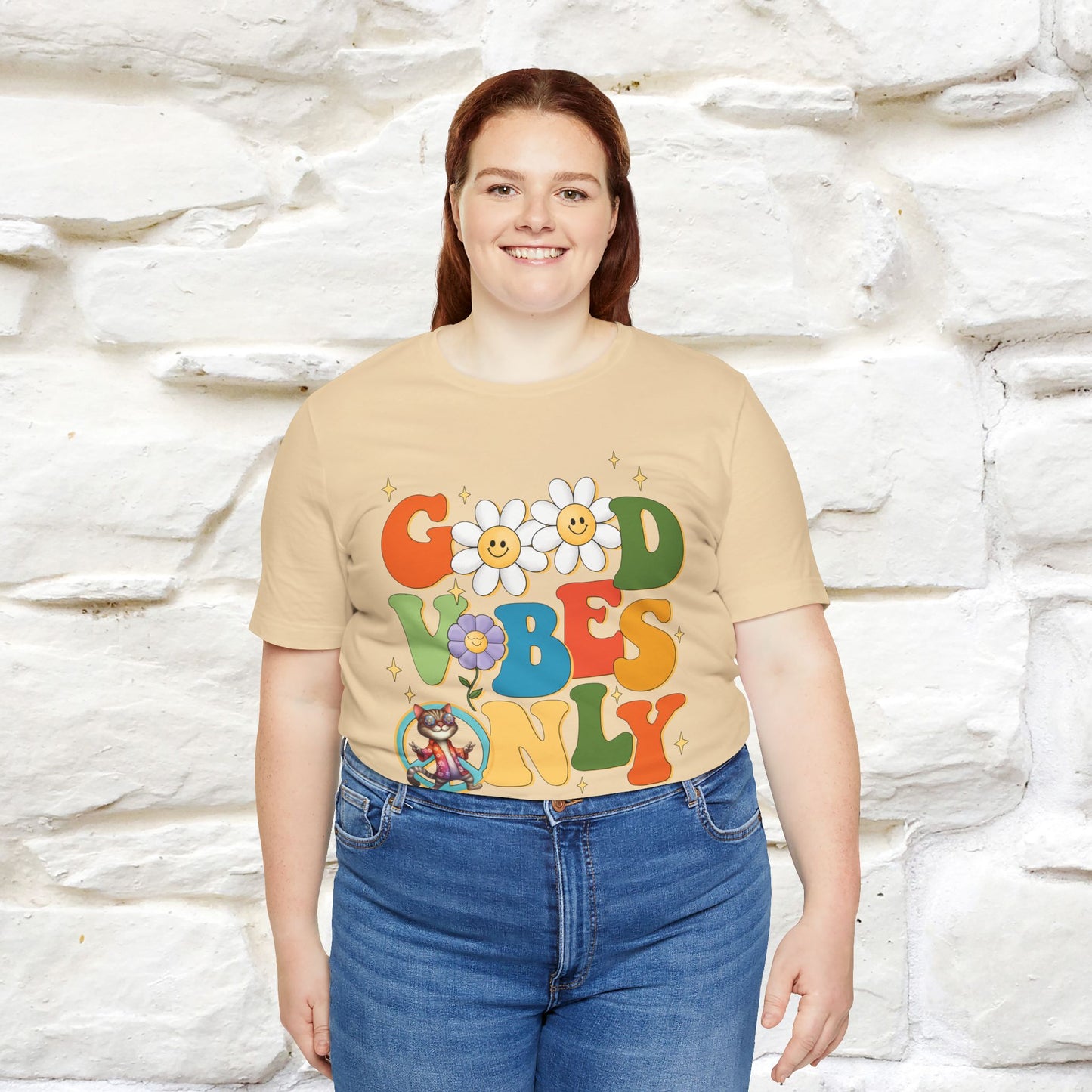 Good Vibes Only Cat T-Shirt for Men & Women | 100% Cotton* Positive Cat Lover Tee