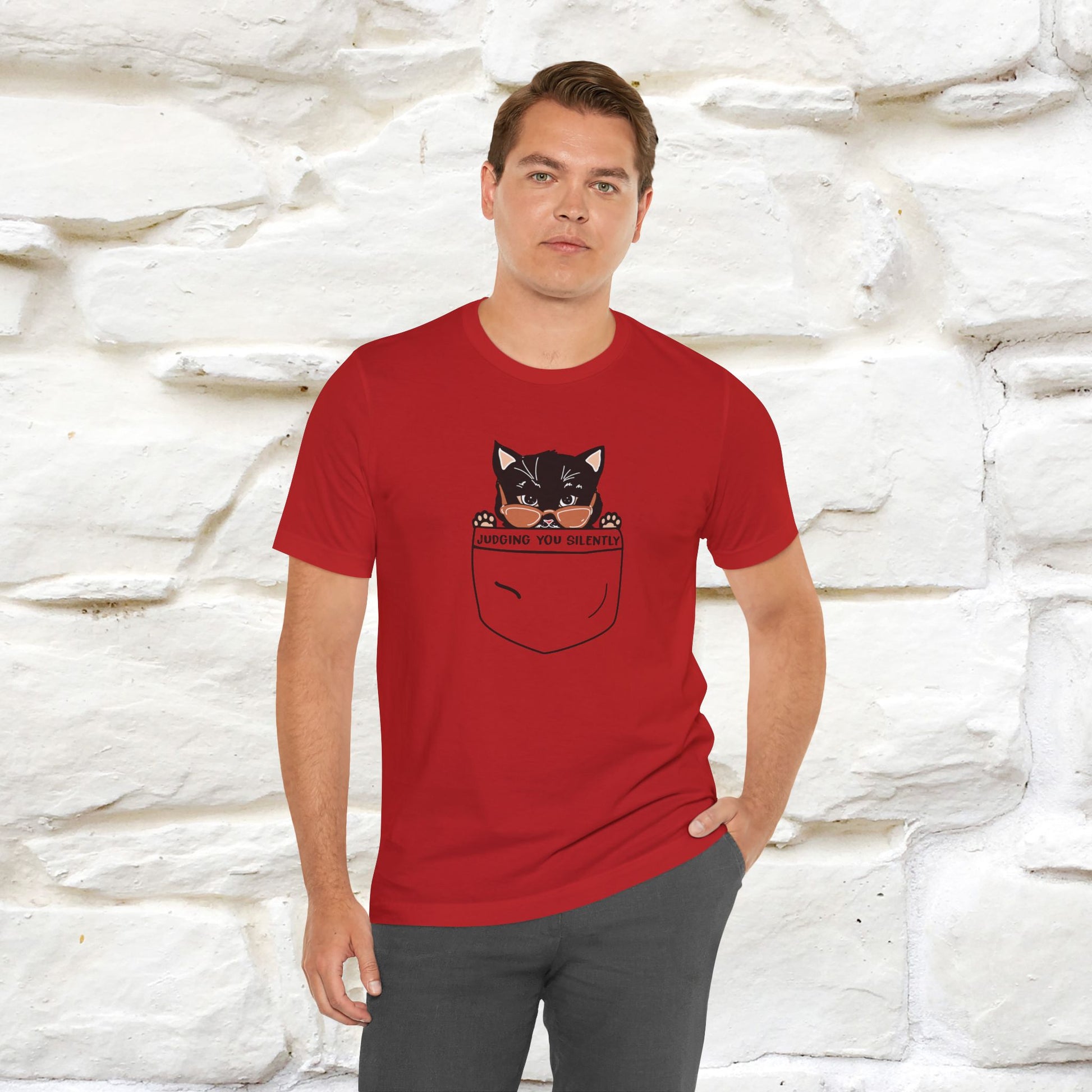 ''Judging You Silently'' | Cat T-Shirt for Men | Nunu&Miao Studio - Nunu&Miao Studio