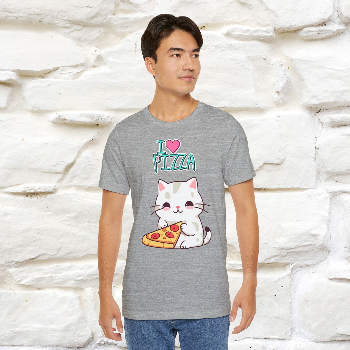 "I Love Pizza" Cat T-shirt for Men & Women | 100% Cotton*