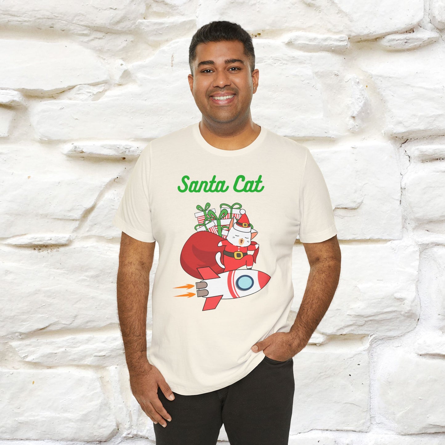 Santa Cat Christmas T-Shirt | Cat Lover Holiday Tee for Men & Women – 100% Cotton* | Meowy Christmas Collection