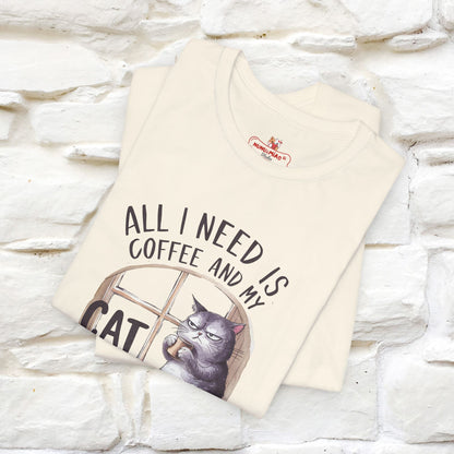 All I Need Is Coffee and My Cat, It's Too Peopley Outside T-Shirt | Funny Cat Shirt for Men & Women | 100% Cotton*