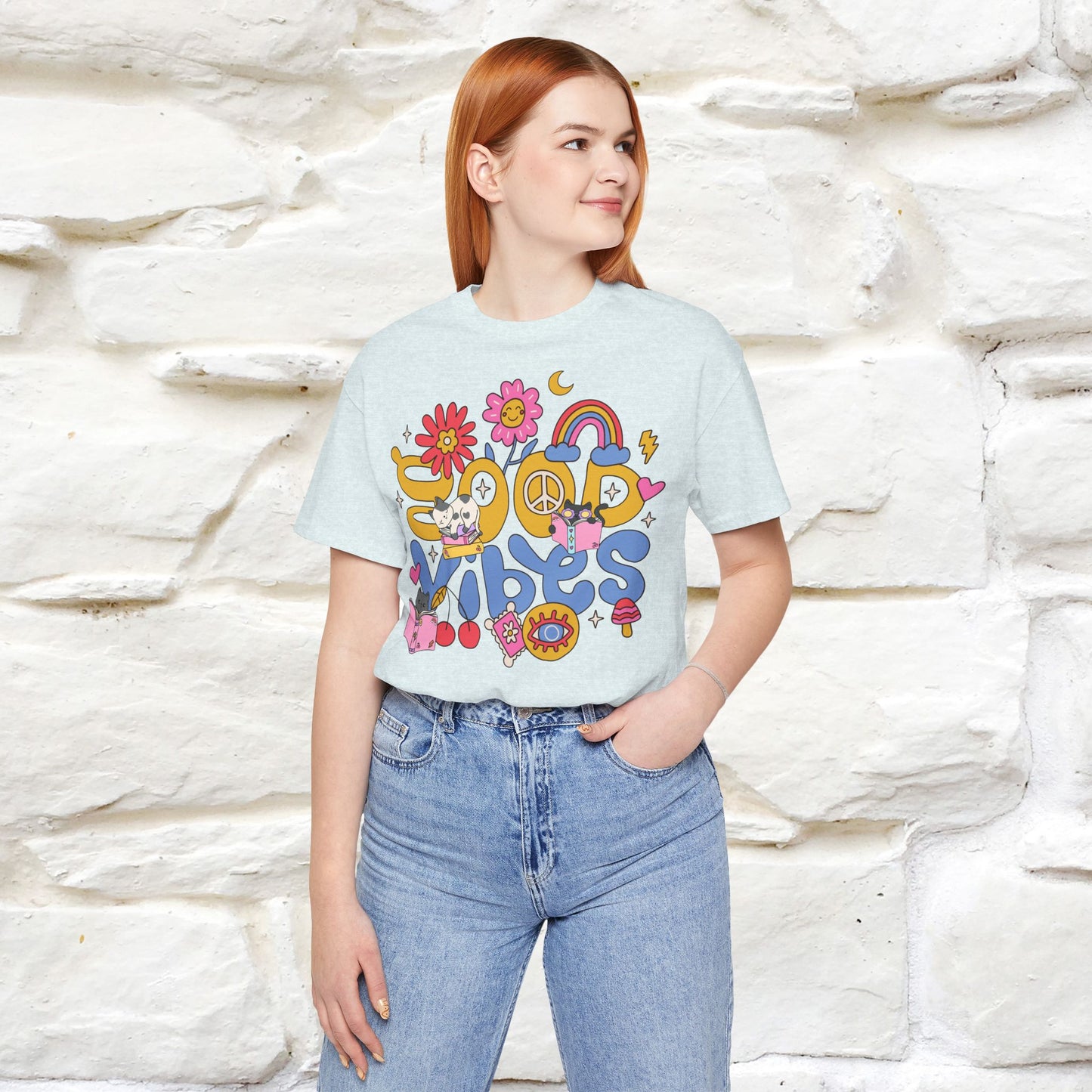 ''Good Vibes'  Cat T-shirt for Women 100% Cotton*