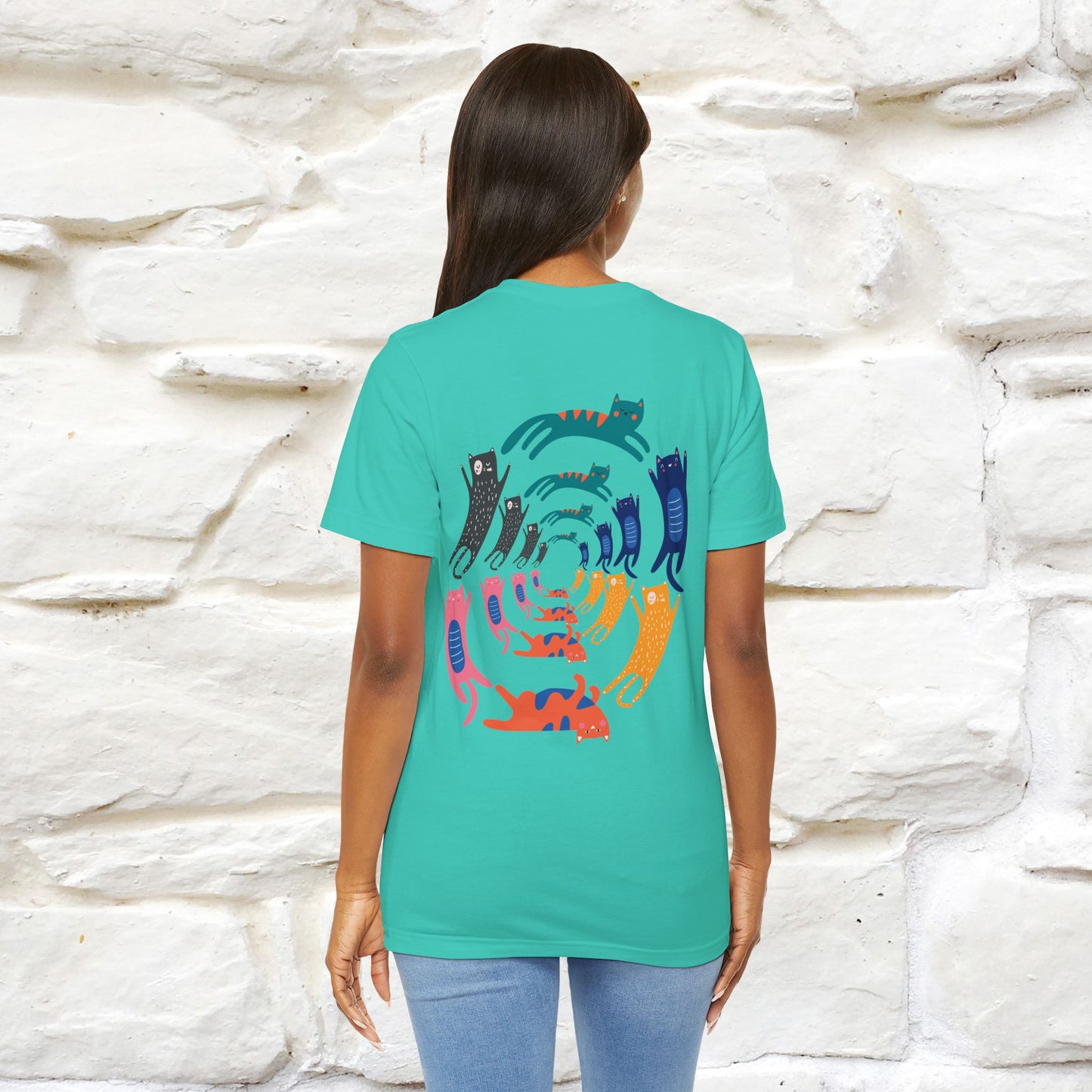 "The Hypnotic Meow'' Cat T-Shirt Front and Back Design | Nunu&Miao Studio