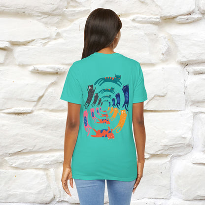 "The Hypnotic Meow'' Cat T-Shirt Front and Back Design | Nunu&Miao Studio
