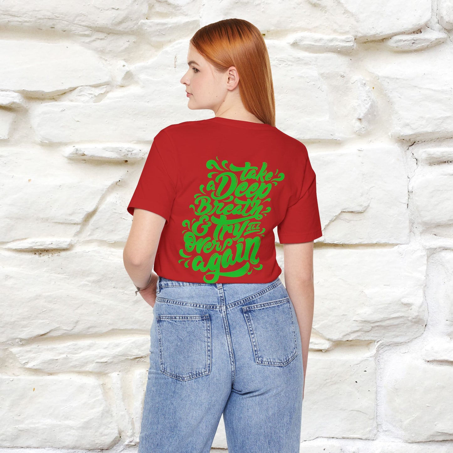"Take a Deep Breath & Try All Over Again" Cat T-Shirt| Front & Back Design | Nunu&Miao Studio
