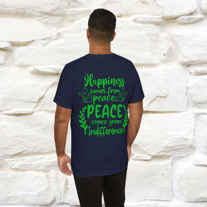 "Happiness Comes From Peace, Peace Comes From Indifference" Cat T-Shirt| Front & Back Design | Nunu&Miao Studio