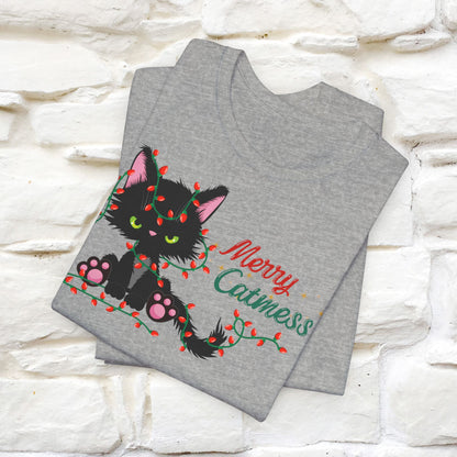 Merry Catmess Cat T-Shirt | Funny Christmas Cat Shirt for Men & Women | 100% Cotton