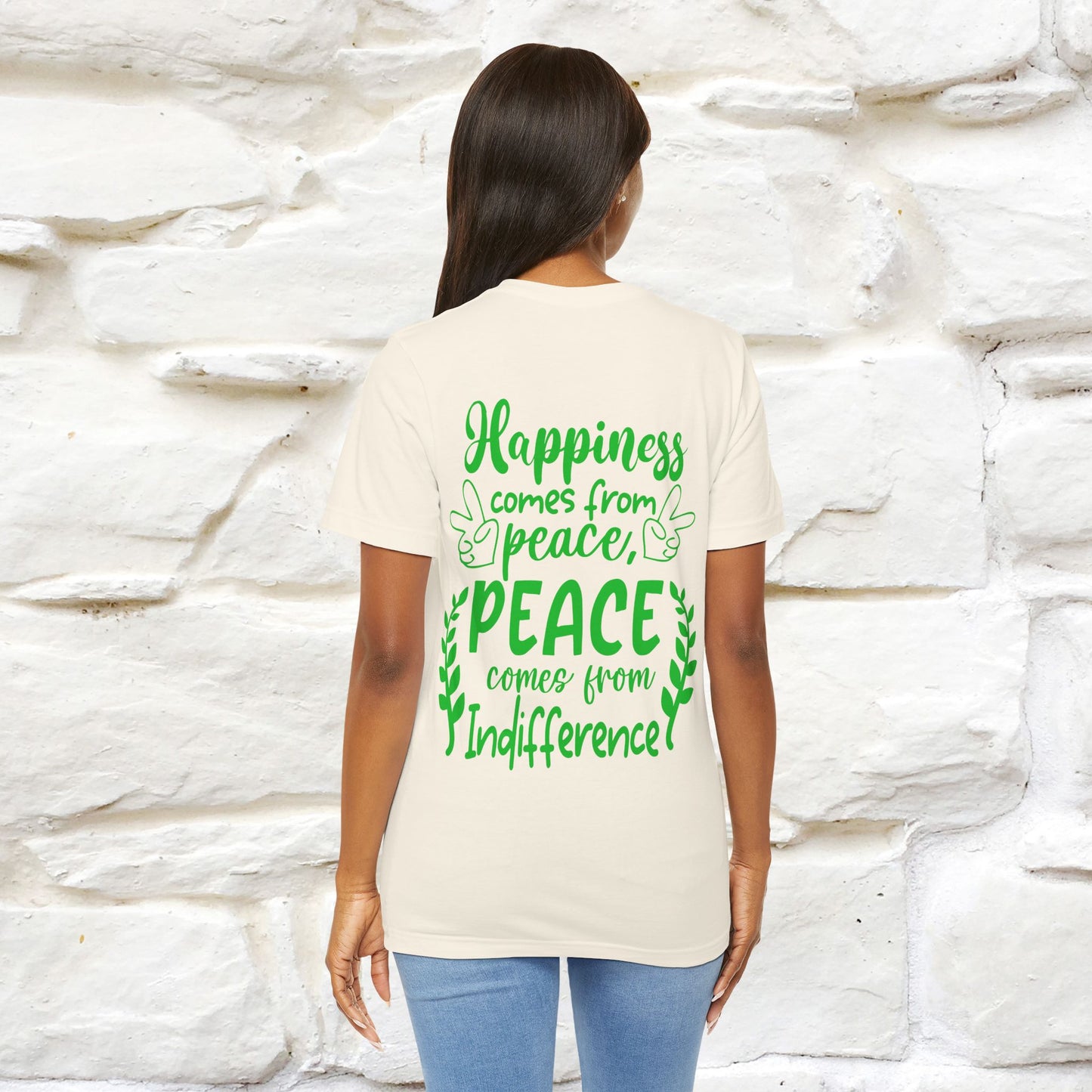 "Happiness Comes From Peace, Peace Comes From Indifference" Cat T-Shirt| Front & Back Design | Nunu&Miao Studio