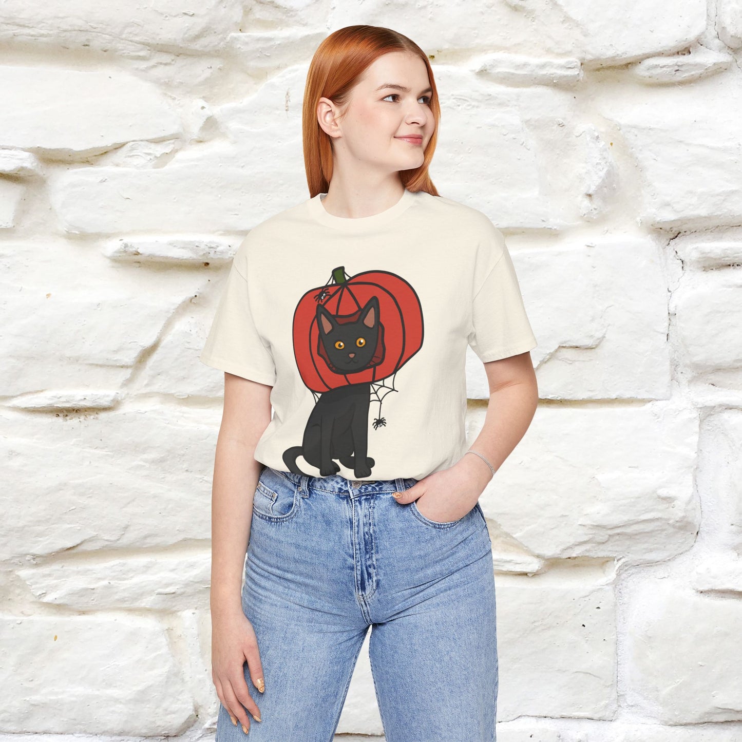 ''Black Cat And The Pumkin'' Unisex T-shirt 100% Cotton*