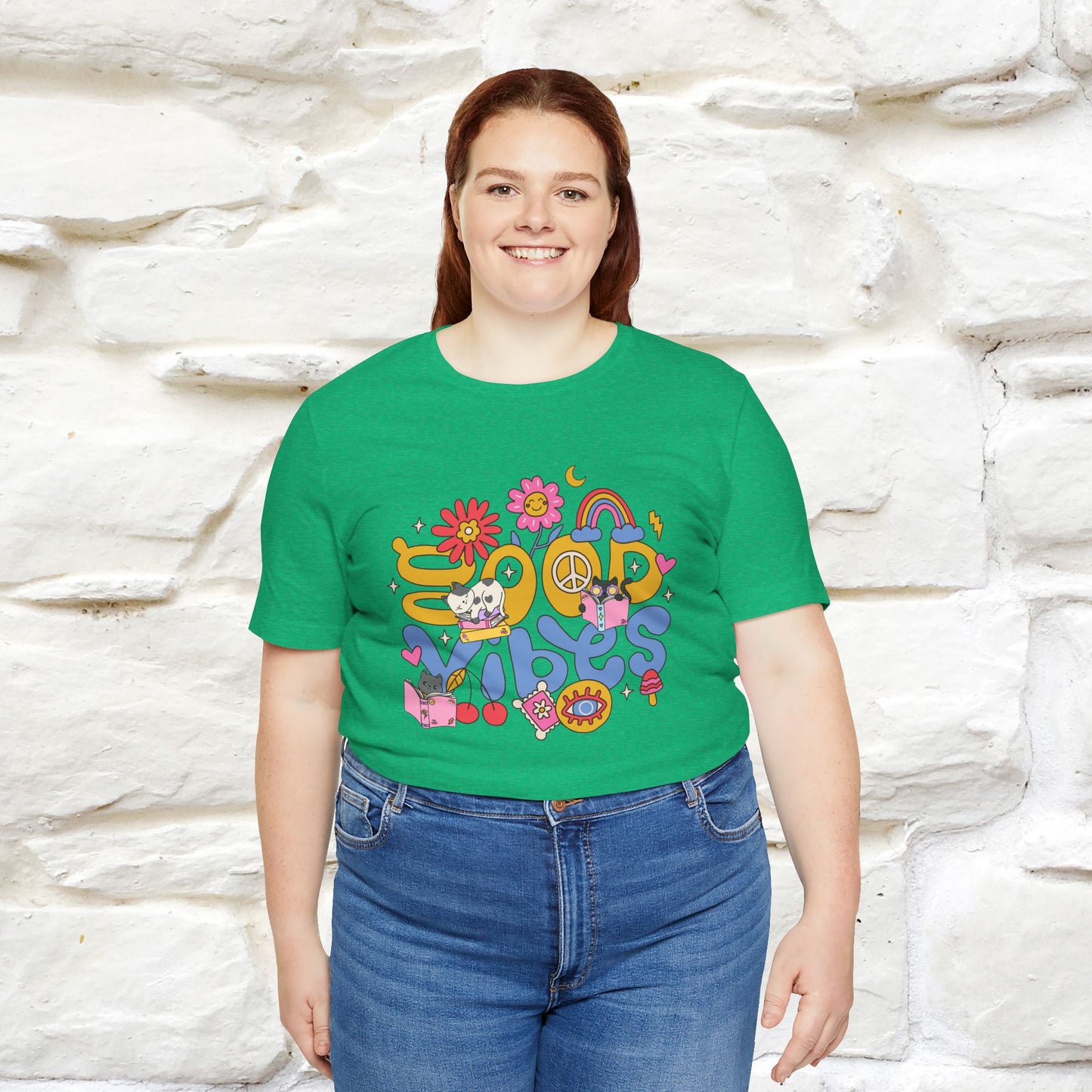 ''Good Vibes'  Cat T-shirt for Women 100% Cotton*