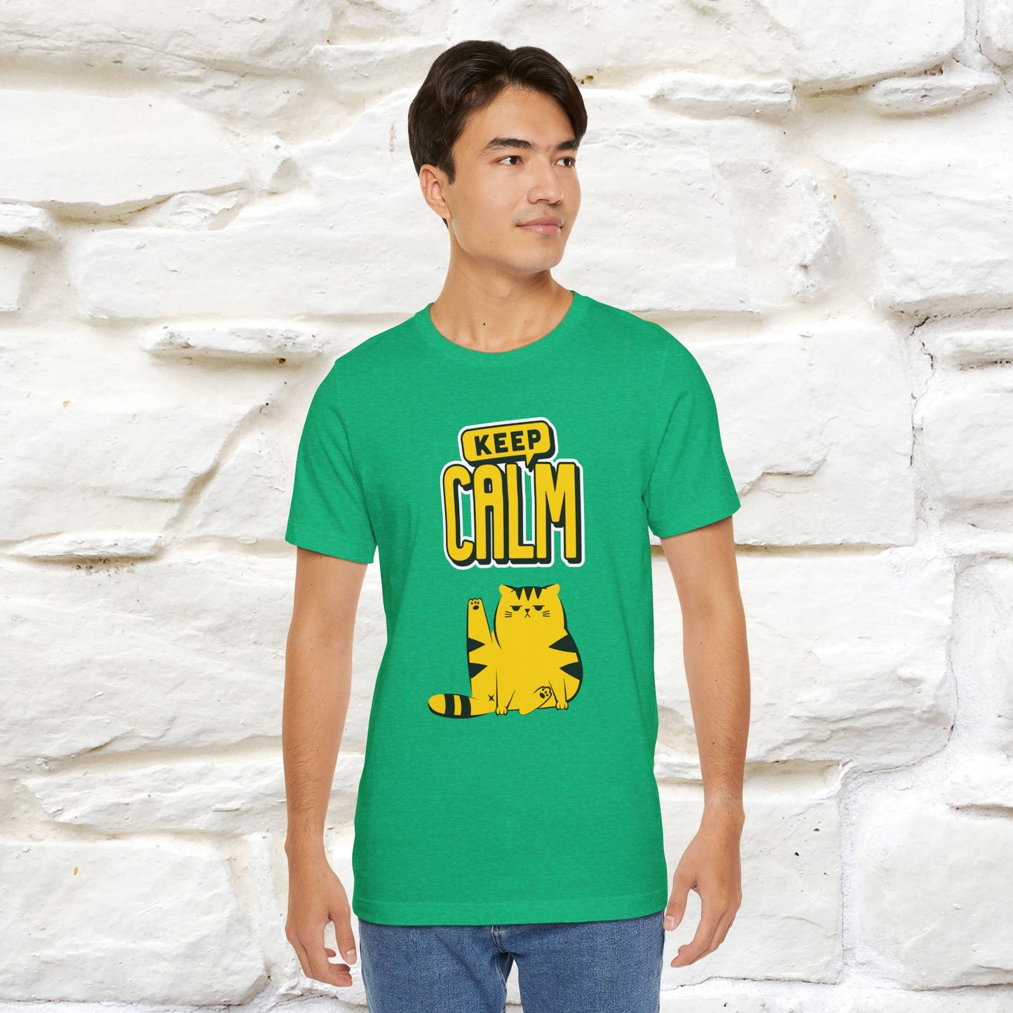 Keep Calm Cat T-Shirt for Men & Women | 100% Cotton* Relaxed Cat Lover Tee