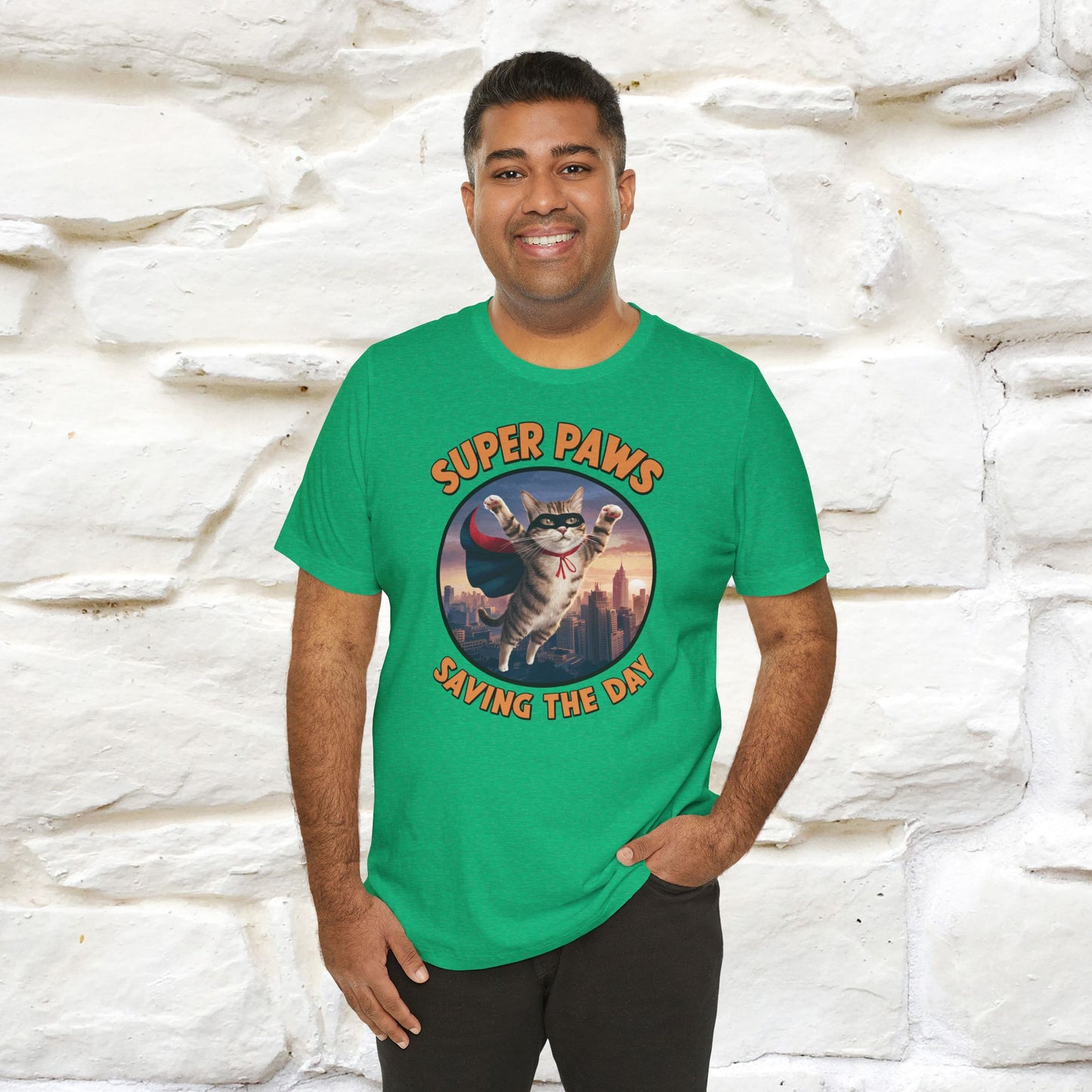 "Super Paws Saving The Day" Cat T-Shirt for Men & Women | 100% Cotton*