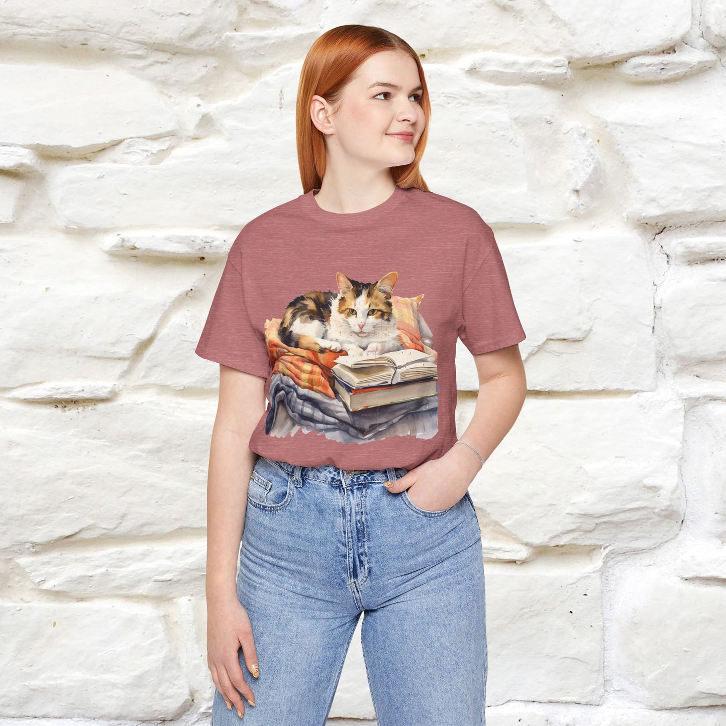 "Literary Catnap" T-shirt for Women 100% Cotton* - Nunu&Miao Studio