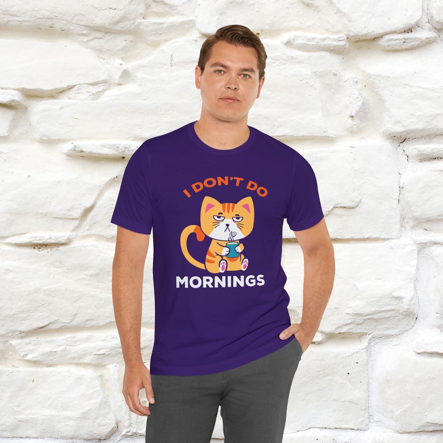 ''I Don't Do Mornings''  Cat T-shirt for Men and Women 100% Cotton*