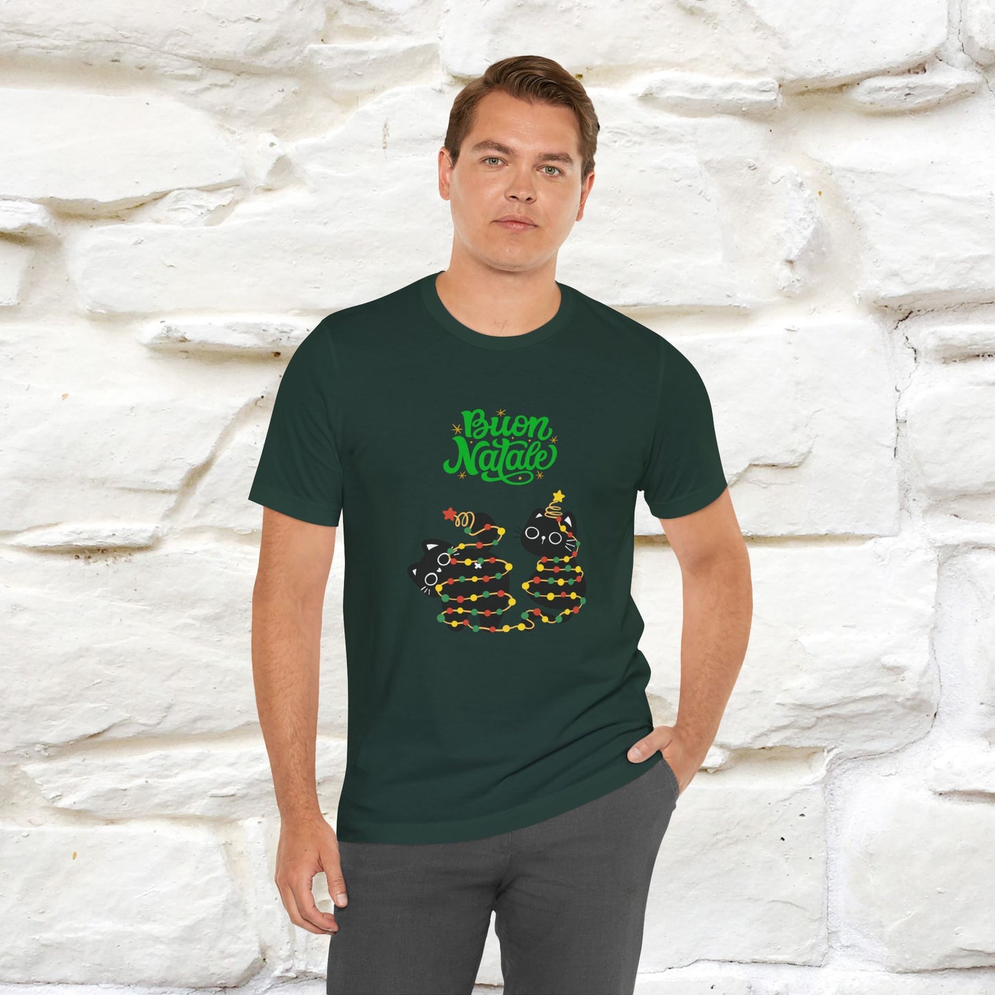 "Buon Natale" Cat T-shirt for Men & Women | 100% Cotton* | Festive Cat Lover Tee