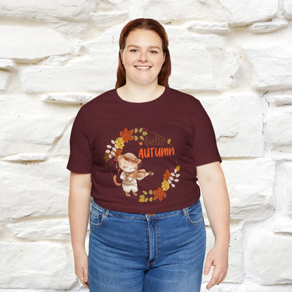 "Hello Autumn" Cat T-Shirt for Men & Women | 100% Cotton* | Cozy Fall Fashion - Nunu&Miao Studio
