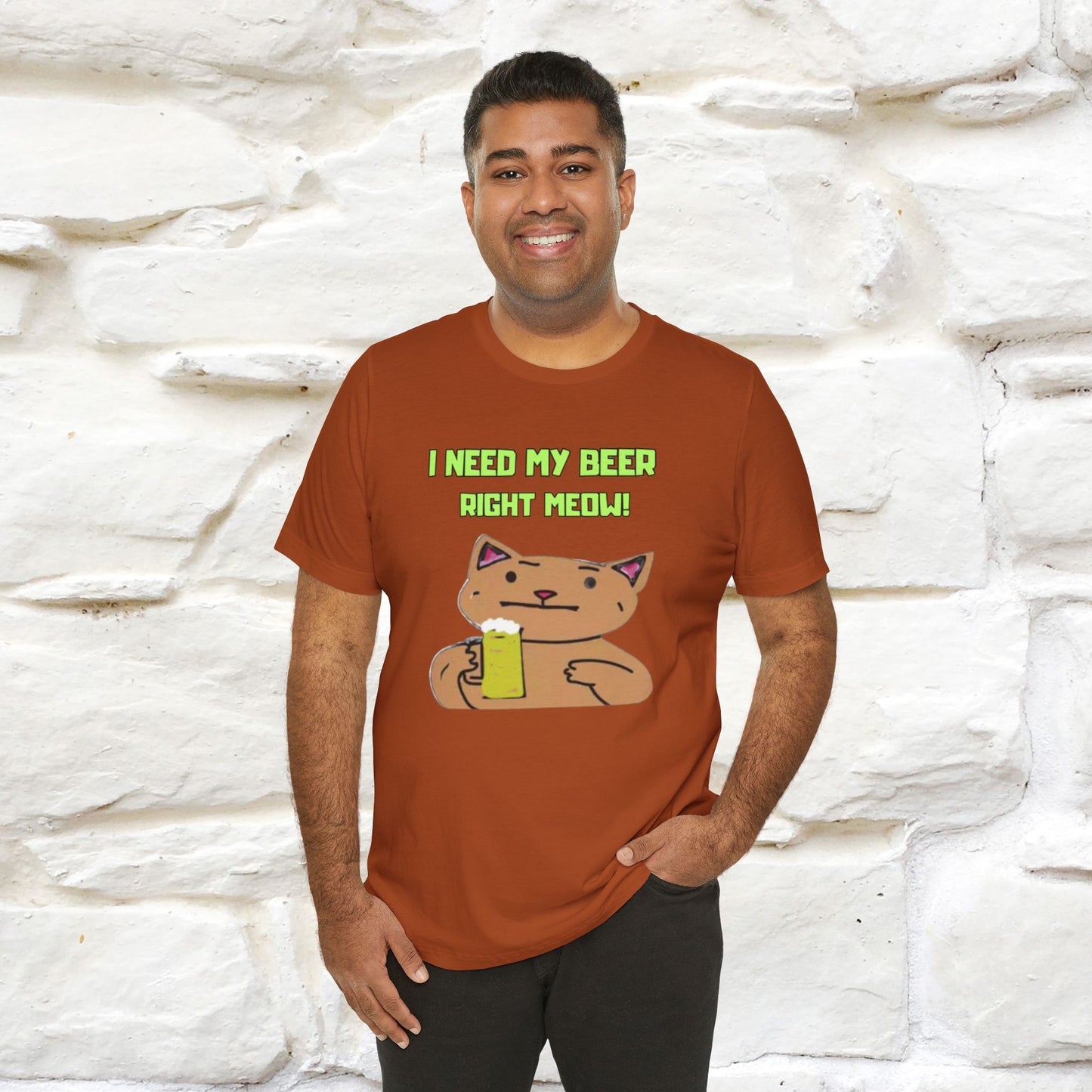 "I Need My Beer Right Meow!" Cat  T-shirt |Nunu&Miao Studio