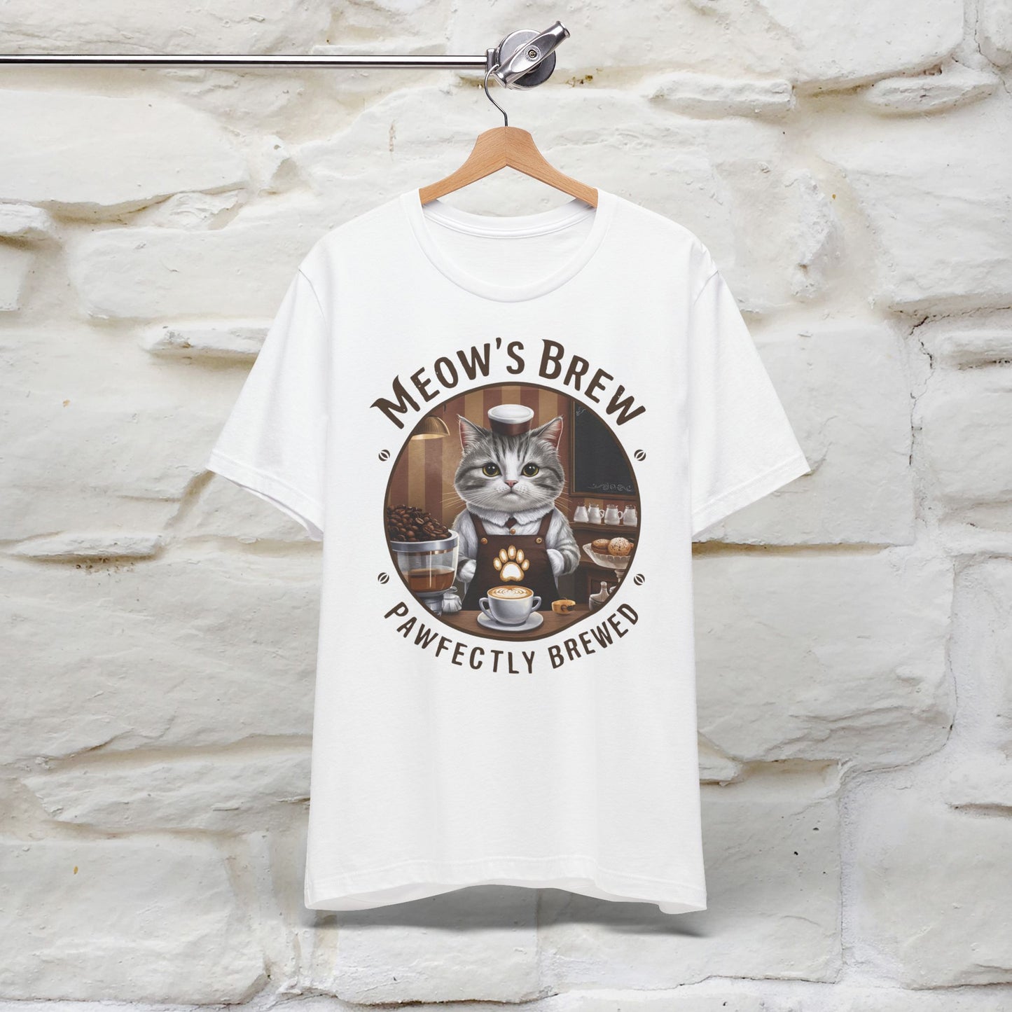 Meow's Brew, Perfectly Brewed Cat T-Shirt for Men & Women | 100% Cotton* Coffee Lover Tee