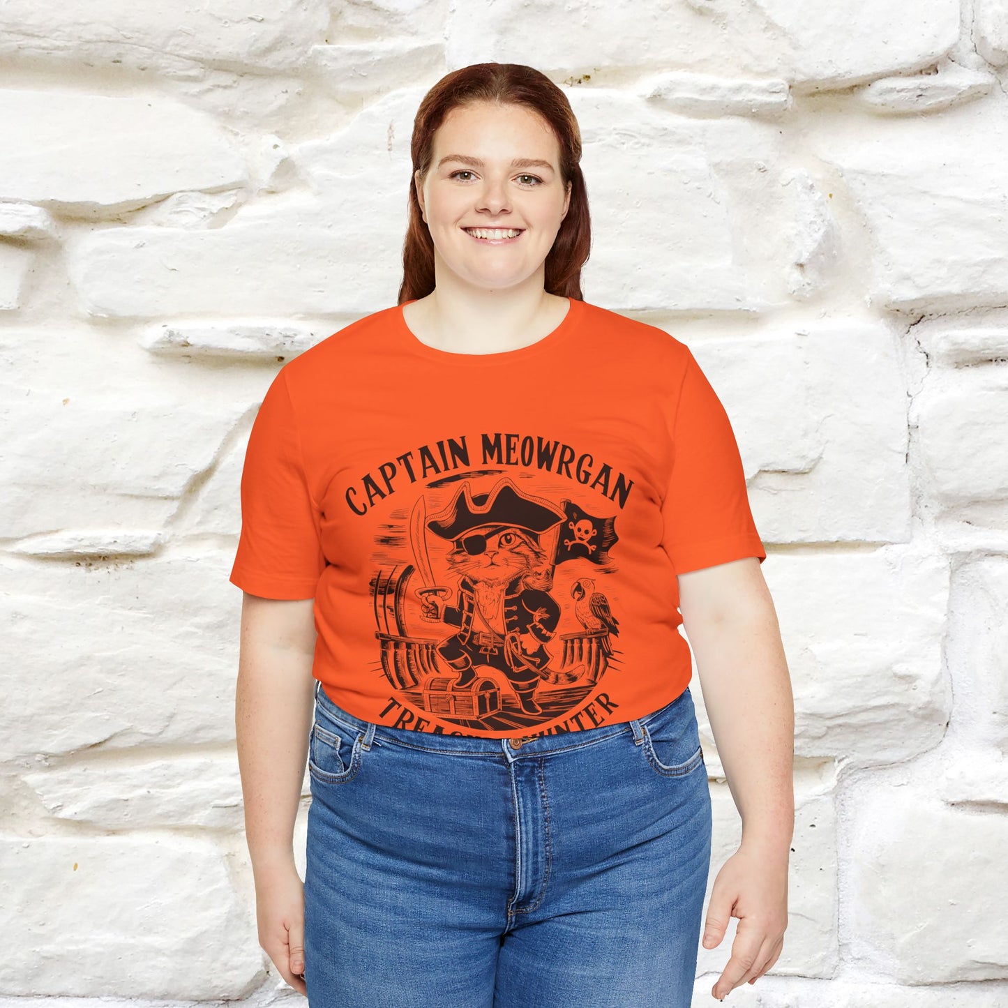 Captain Meowrgan Treasure Hunter T-Shirt | Adventure Cat Tee for Men & Women | 100% Cotton*