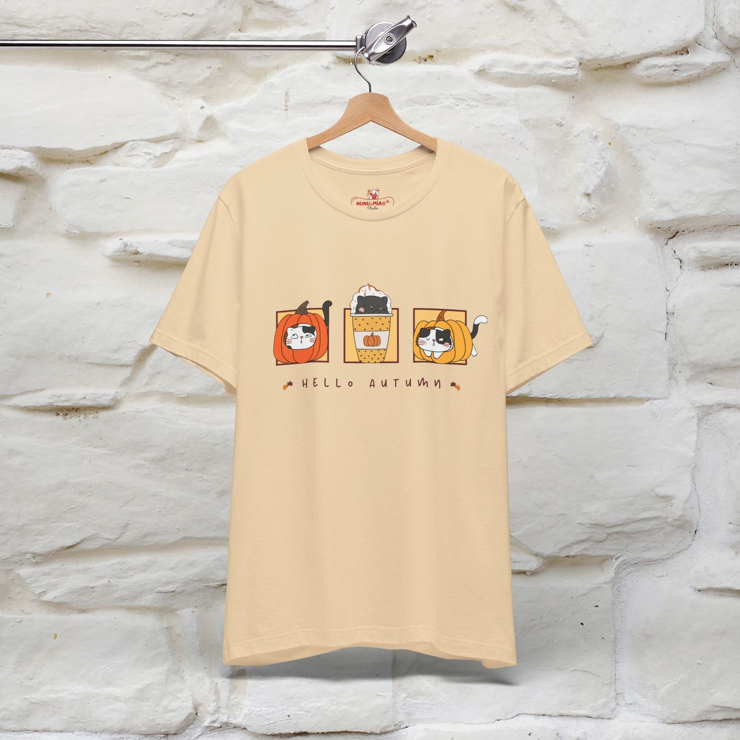 "Hello Autumn" Cat T-Shirt for Men & Women | 100% Cotton* | Seasonal Feline Fashion