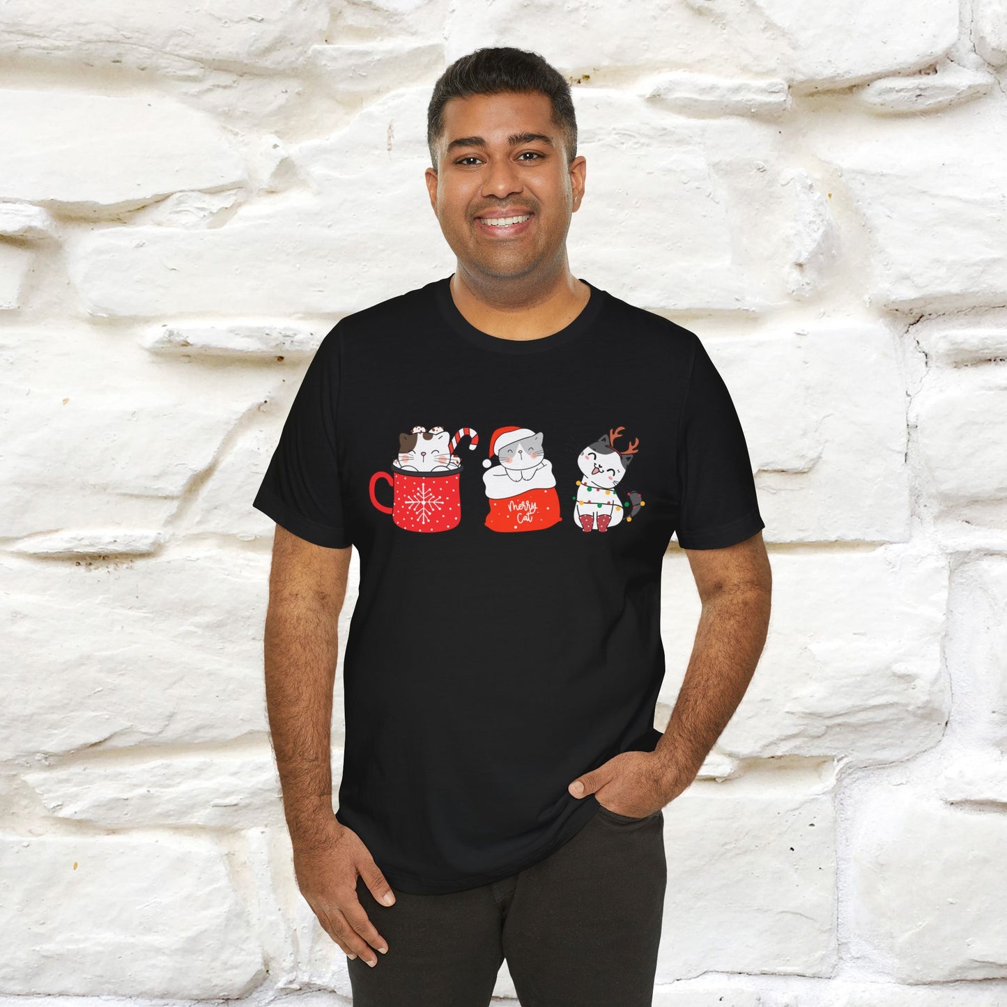 Sweet Cute Christmas Cat T-Shirt | Adorable Holiday Cat Shirt for Men & Women | 100% Cotton*