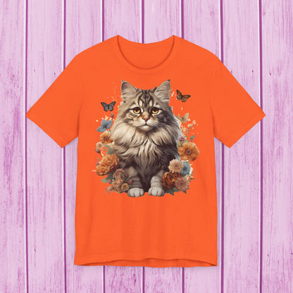 ''Floral Feline Fantasy'' Cat T-shirt for Women 100% Cotton*