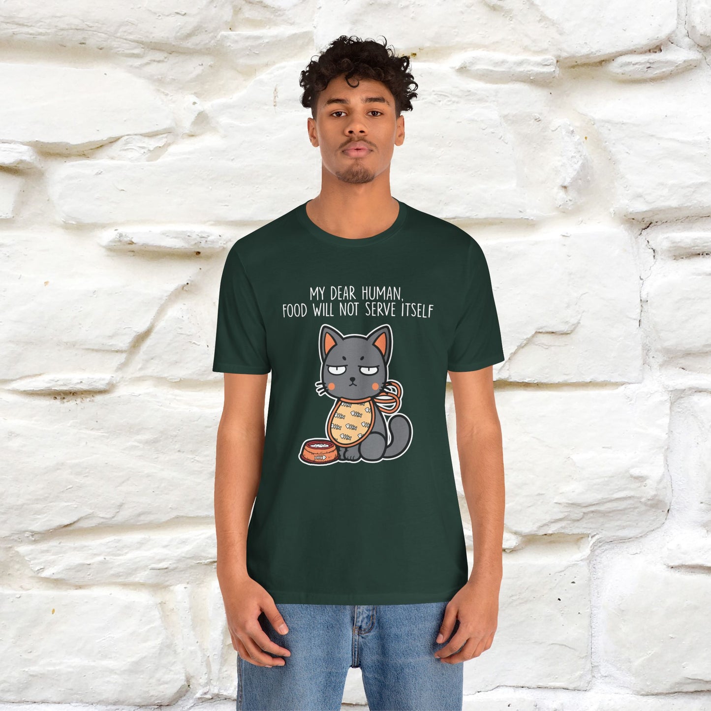 "Dear Human, Food Will Not Serve Itself" |Cat T-Shirt | Nunu&Miao Studio - Nunu&Miao Studio